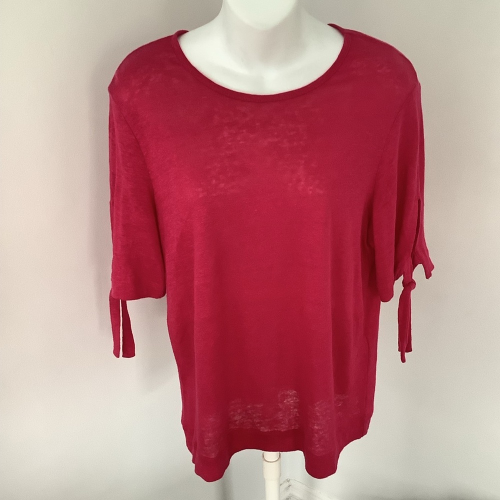 L.K. Bennett London Linen Fuchsia Top Sz. M